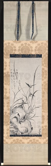 Rock, Bamboo, and Orchids, late 1300s-early 1400s. Gyokuen Bompo (Japanese, 1348-c. 1420). Hanging scroll; ink on paper; overall: 163.9 x 52 cm (64 1/2 x 20 1/2 in.); painting only: 79.2 x 32.7 cm (31 3/16 x 12 7/8 in.).