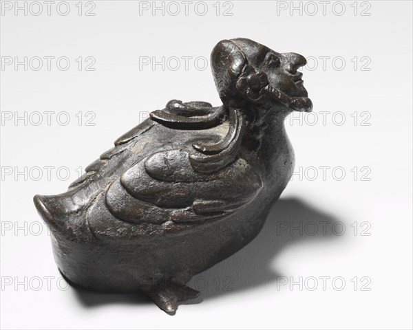 Bird with Human Head, possibly Hermes, c. 200s-300s. Pakistan, Gandhara, Kushan Period (1st century-320). Bronze; overall: 5 cm (1 15/16 in.).