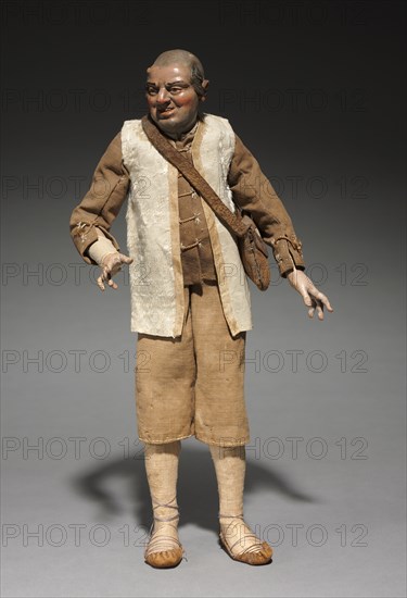 Figure from a Crèche, 1780-1830. Italy, Naples, late 18th-early 19th century. Painted wood and terracotta with various textiles; overall: 31.4 cm (12 3/8 in.).