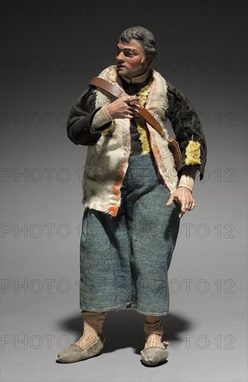 Figure from a Crèche: Standing Man, 1780-1830. Italy, Naples, late 18th-early 19th century. Painted wood and terracotta with various textiles; overall: 26.9 cm (10 9/16 in.).