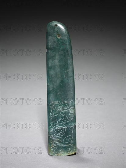 Ornament, 250-550. Mexico or Central America, Maya style (250-900). Jadeite; overall: 14.9 x 3.2 cm (5 7/8 x 1 1/4 in.)