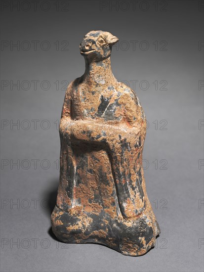 Mortuary Figure of the Zodiac Sign: Ox (Taurus), 500s. China, Northern Wei dynasty (386-534). Gray earthenware with traces of slip; overall: 22.6 cm (8 7/8 in.).