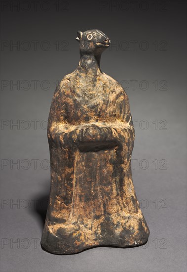 Mortuary Figure of the Zodiac Sign: Hare (Cancer), 500s. China, Northern Wei dynasty (386-534). Gray earthenware with traces of slip; overall: 22.6 cm (8 7/8 in.).