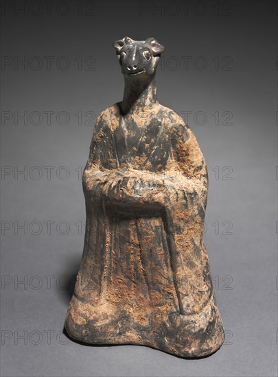 Mortuary Figure of the Zodiac Sign: Sheep (Scorpio), 500s. China, Northern Wei dynasty (386-534). Gray earthenware with traces of slip; overall: 22.6 cm (8 7/8 in.).