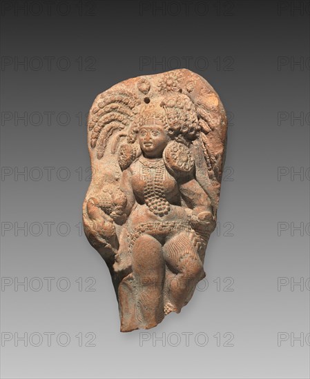 Female Figure, Probably a Nature Divinity (Yakshi), c. 75 BC. India, Shunga Period (c. 187-78 BC). Terracotta; overall: 11.5 cm (4 1/2 in.).