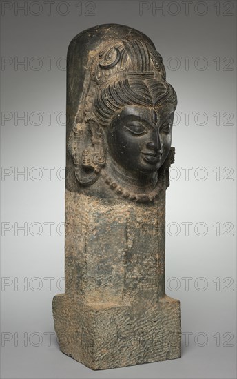 One-Faced Linga (Ekamukhalinga), 600s-700s. Eastern India, Bihar, Medieval Period, Pala Dynasty, 7th-8th Century. Chloritic schist; overall: 83.8 cm (33 in.).