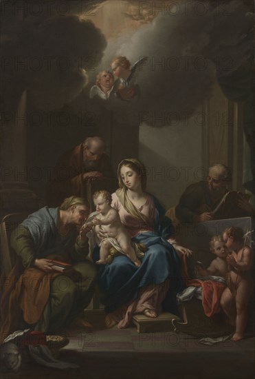 Presentation Sketch for "The Holy Family with Saints Anne, Joachim, and John the Baptist" (for Santa Maria in Via Lata, Roma), c. 1729. Francesco Trevisani (Italian, 1656-1746). Oil on canvas; framed: 179 x 127.5 x 6.5 cm (70 1/2 x 50 3/16 x 2 9/16 in.); unframed: 158 x 106.7 cm (62 3/16 x 42 in.).