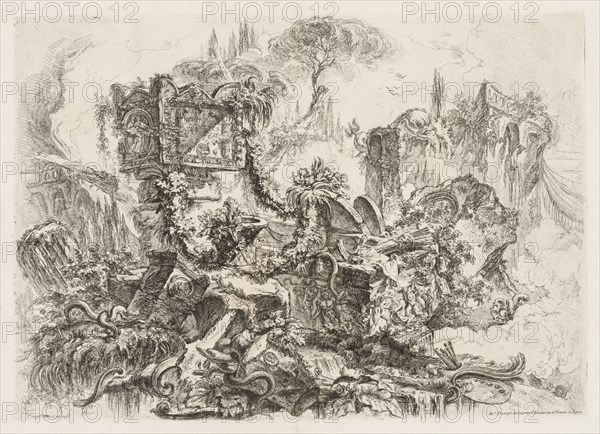 Groteschi:  Ruins with Serpents, ca. 1745-50. Giovanni Battista Piranesi (Italian, 1720-1778). Etching