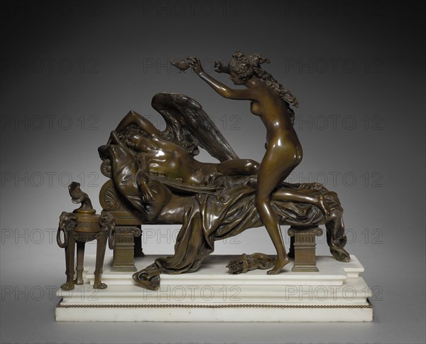 Cupid and Psyche, c. 1870. Albert-Ernest Carrier-Belleuse (French, 1824-1887). Bronze with marble base; overall: 45.7 x 53.3 x 26 cm (18 x 21 x 10 1/4 in.)