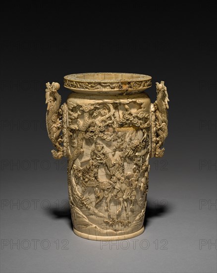 Carved Vase with Liner, 1800s. Japan, 19th century. Ivory; overall: 25.1 cm (9 7/8 in.).