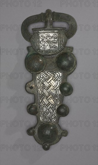 Buckle, 600s. Frankish, Migration period, 7th century. Bronze and silver overlay; overall: 18.6 cm (7 5/16 in.)