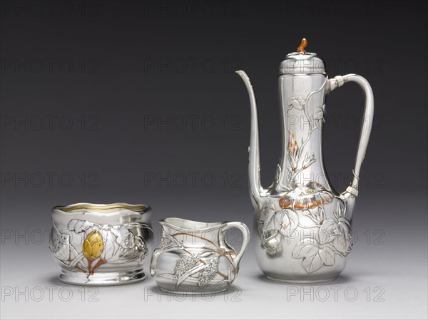 Coffee Service, c. 1879. Tiffany and Company (American). Silver inlaid with copper and gold, ivory; overall: 21.5 x 12.6 cm (8 7/16 x 4 15/16 in.).
