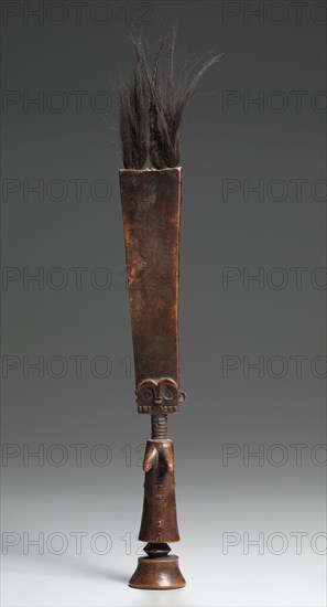 Female Figure, late 1800s-early 1900s. Guinea Coast, Ghana, possibly Fante, late 19th to early 20th century. Wood, hair; overall: 42.9 x 4.6 x 5.1 cm (16 7/8 x 1 13/16 x 2 in.)