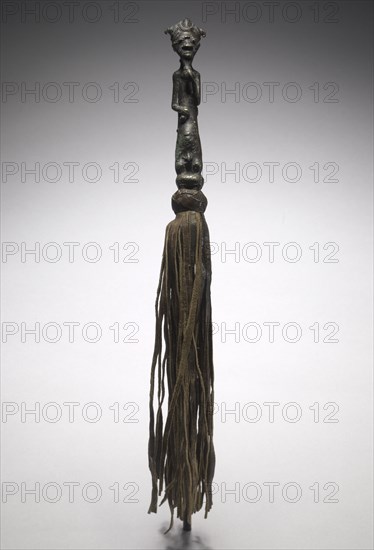 Flywhisk, c. 1850. Guinea Coast, Ivory Coast, Baule, 19th century. Bronze and leather; overall: 14.6 cm (5 3/4 in.)