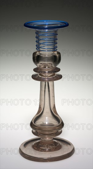 Candlestick, mid-1800s. America, Pennsylvania, Pittsburgh ?, mid-19th century. Glass and detachable pewter bobeche; overall: 23.1 x 10.2 cm (9 1/8 x 4 in.).