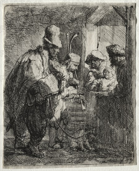 The Strolling Musicians, c. 1635. Rembrandt van Rijn (Dutch, 1606-1669). Etching and drypoint; sheet: 14.5 x 11.8 cm (5 11/16 x 4 5/8 in.); platemark: 14.1 x 11.5 cm (5 9/16 x 4 1/2 in.)