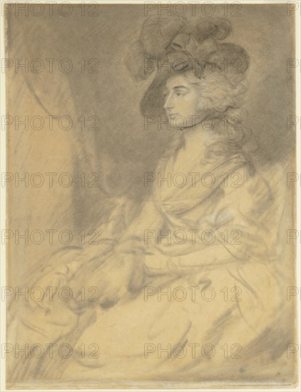 Mrs. Sarah Siddons, 1785. Thomas Gainsborough (British, 1727-1788). Black chalk with extensive stump work with traces of white gouache heightening; sheet: 46.8 x 35.3 cm (18 7/16 x 13 7/8 in.).