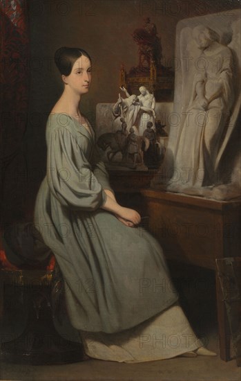 Princess Marie d'Orléans in Her Studio, c. 1838. Ary Scheffer (Dutch, 1795-1858). Oil on fabric; framed: 74 x 51.5 x 5.5 cm (29 1/8 x 20 1/4 x 2 3/16 in.); unframed: 67.3 x 40.7 cm (26 1/2 x 16 in.)