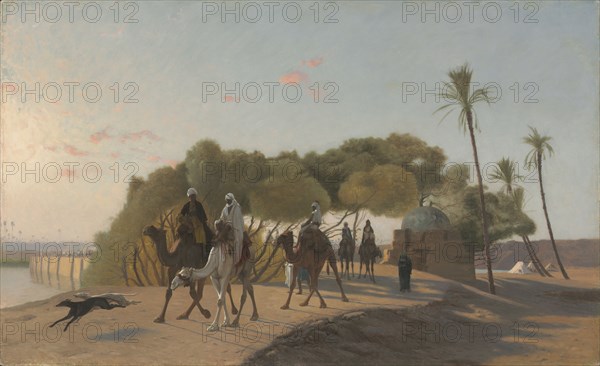 Leaving the Oasis, 1880s. Jean-Léon Gérôme (French, 1824-1904). Oil on wood panel; framed: 67.3 x 98.4 x 9.5 cm (26 1/2 x 38 3/4 x 3 3/4 in.); unframed: 50 x 81.2 cm (19 11/16 x 31 15/16 in.)