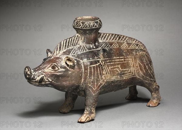 Vessel in the Shape of a Wild Boar, 700-500 BC. Italy, Villanova, Etruscan, 7th-6th Century BC. Terracotta; overall: 17.5 cm (6 7/8 in.).