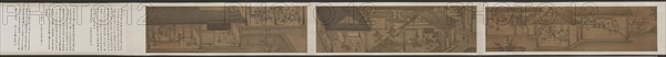 Sericulture (The Process of Making Silk), early 1200s. Attributed to Liang Kai (Chinese, mid-1100s-early 1200s). Handscroll; ink and color on silk; third section: 27.6 x 92.3 cm (10 7/8 x 36 5/16 in.); second section: 27.6 x 92.3 cm (10 7/8 x 36 5/16 in.); first section: 26.7 x 98.6 cm (10 1/2 x 38 13/16 in.)