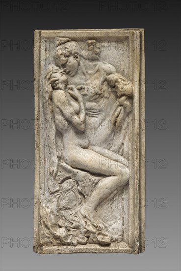 Lovers (Les amants), c. 1880 - 1885 (original model). Auguste Rodin (French, 1840-1917). Plaster varnished pale buff color; overall: 11.5 x 5.9 x 2.1 cm (4 1/2 x 2 5/16 x 13/16 in.)