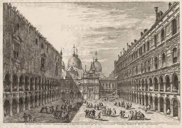 Views of Venice:  The Courtyard of the Ducal Palace, 1741. Michele Marieschi (Italian, 1710-1743). Etching