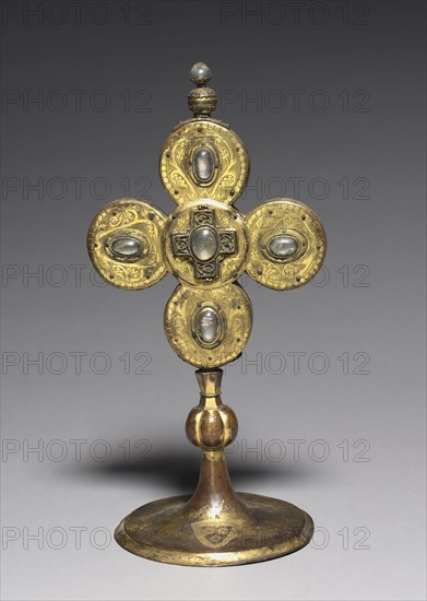 Reliquary, 1200-1300. France, Gothic period, 13th century. Copper: gilded, engraved; rock crystal; overall: 36 x 17.8 cm (14 3/16 x 7 in.).