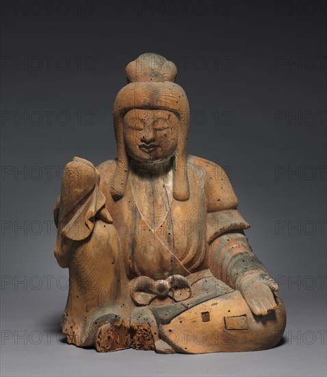 Shinto Deity, 900s. Japan, Heian Period (794-1185). Wood, with traces of polychromy; overall: 53.3 x 47 cm (21 x 18 1/2 in.).