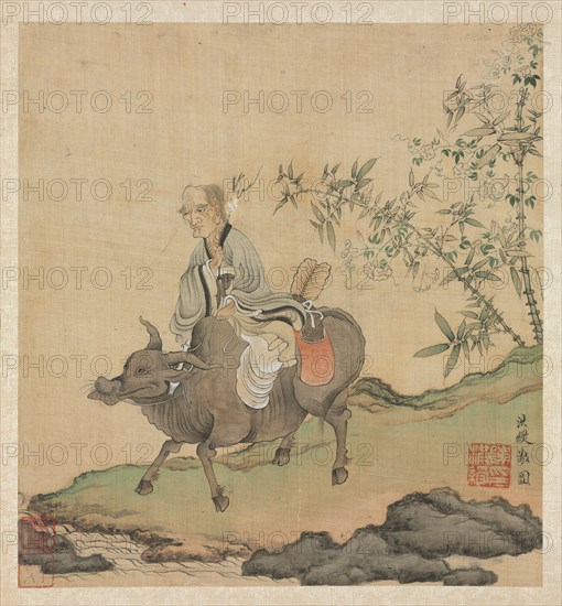 Paintings after Ancient Masters: Laozi Riding an Ox, 1598-1652. Chen Hongshou (Chinese, 1598/99-1652). Album leaf, ink and color on silk; overall: 30.2 x 26.7 cm (11 7/8 x 10 1/2 in.).