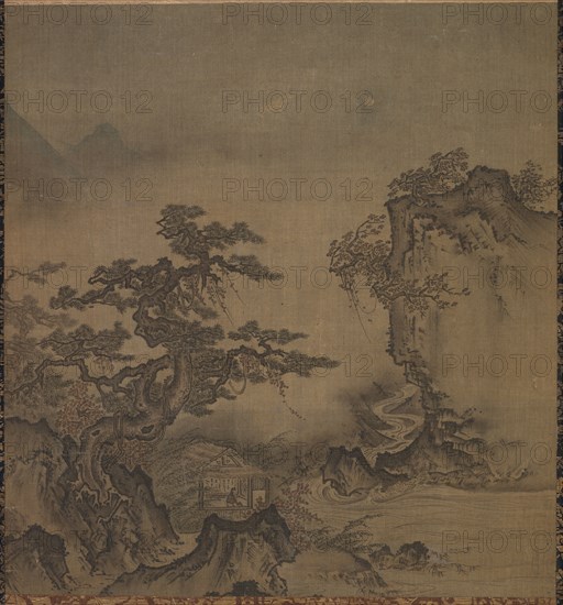 Landscape, second half of 1400s. Isho Tokugan (Japanese, c. 1359-1437). Hanging scroll; ink and slight color on paper; overall: 157.5 x 45.1 cm (62 x 17 3/4 in.); painting only: 36.2 x 33.8 cm (14 1/4 x 13 5/16 in.); inscription only: 42.3 x 33.8 cm (16 5/8 x 13 5/16 in.).