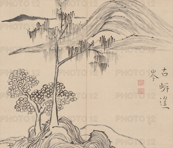 Double Album of Landscape Studies after Ikeno Taiga, Volume 1 (leaf 36), 18th century. Aoki Shukuya (Japanese, 1789). Pair of albums; ink, or ink and light color on paper; album, closed: 28.3 x 33 cm (11 1/8 x 13 in.).
