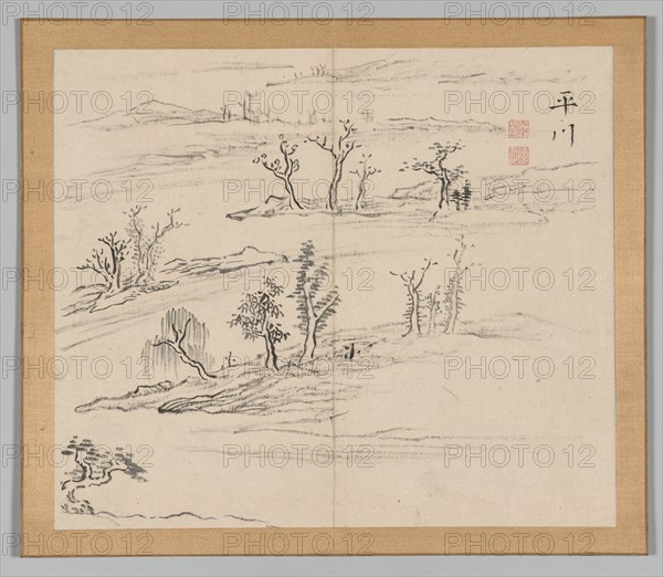 Double Album of Landscape Studies after Ikeno Taiga, Volume 2 (leaf 9), 18th century. Aoki Shukuya (Japanese, 1789). Pair of albums; ink, or ink and light color on paper; album, closed: 28.3 x 33 cm (11 1/8 x 13 in.).