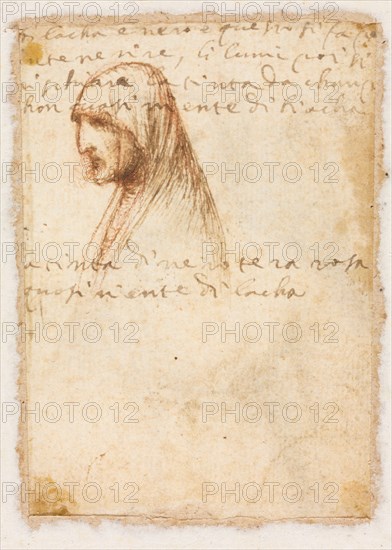 Bust-Length Profile of an Old Woman (verso), c. 1521. Possibly by Dosso Dossi (Italian, c. 1490-aft 1541). Pen and brown ink with red chalk; sheet: 9.7 x 6.8 cm (3 13/16 x 2 11/16 in.); secondary support: 17.5 x 14.9 cm (6 7/8 x 5 7/8 in.).