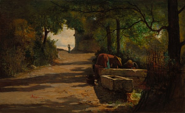 Well at the Side of a Road, 1860s. Adolphe Appian (French, 1818-1898). Oil on fabric; unframed: 28.2 x 45 cm (11 1/8 x 17 11/16 in.)