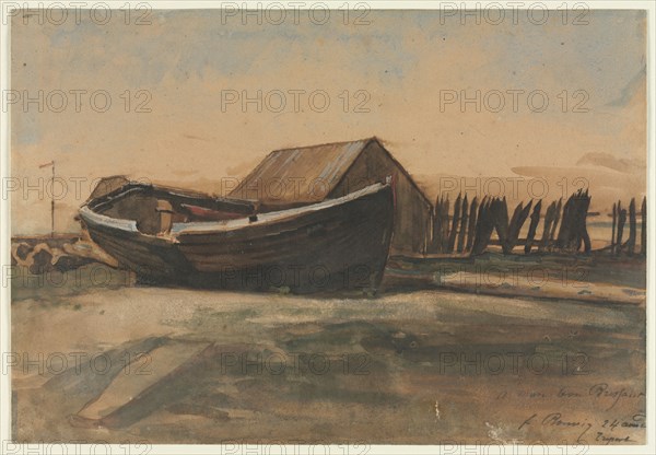 Boat on a Beach, Le Tréport, 1854. François Bonvin (French, 1817-1887). Watercolor and gouache over traces of graphite; sheet: 21.8 x 31.9 cm (8 9/16 x 12 9/16 in.).
