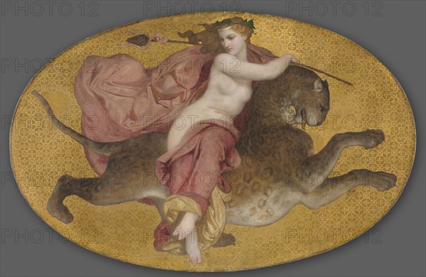 Bacchante on a Panther, 1855. William Adolphe Bouguereau (French, 1825-1905). Oil on fabric; framed: 87.3 x 127 x 5.4 cm (34 3/8 x 50 x 2 1/8 in.); unframed: 71.4 x 111.3 cm (28 1/8 x 43 13/16 in.)