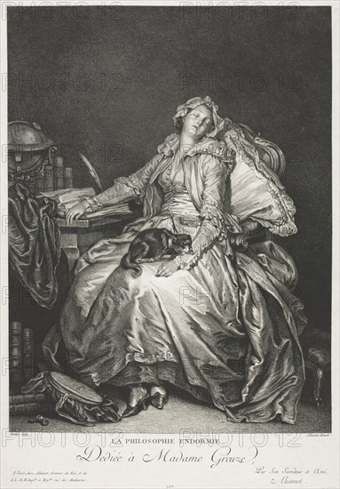 Madame Greuze Asleep, 1776. Jean-Michel the Younger Moreau (French, 1741-1814). Etching and engraving