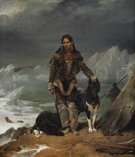 A Woman from the Land of Eskimos, 1826. Léon Cogniet (French, 1794-1880). Oil on fabric; framed: 62.9 x 57.2 x 8.9 cm (24 3/4 x 22 1/2 x 3 1/2 in.); unframed: 42.5 x 36.5 cm (16 3/4 x 14 3/8 in.)