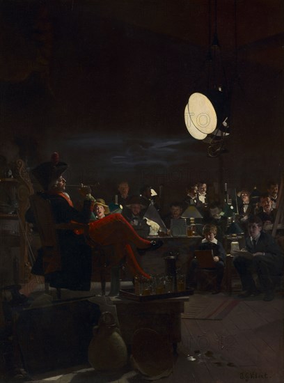 A Night Class, c. 1881. Jehan-Georges Vibert (French, 1840-1902). Oil on wood panel; framed: 97.2 x 82.5 x 12.5 cm (38 1/4 x 32 1/2 x 4 15/16 in.); unframed: 60.8 x 45.4 cm (23 15/16 x 17 7/8 in.)