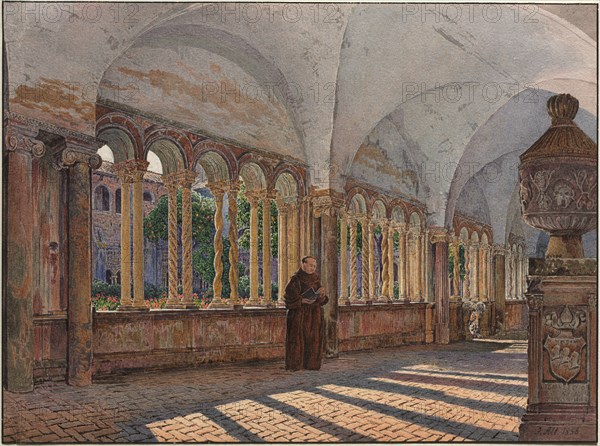 View of the Cloister of San Giovanni in Laterano, Rome, 1836. Jakob Alt (Austrian, 1789-1872). Pen and black ink and watercolor over black chalk; image: 18.3 x 25.1 cm (7 3/16 x 9 7/8 in.).