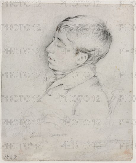 A Portrait of Welby Sherman Asleep in a Chair, 1828. George Richmond (British, 1809-1896). Graphite with touches of watercolor on vellum; sheet: 16 x 13.2 cm (6 5/16 x 5 3/16 in.).