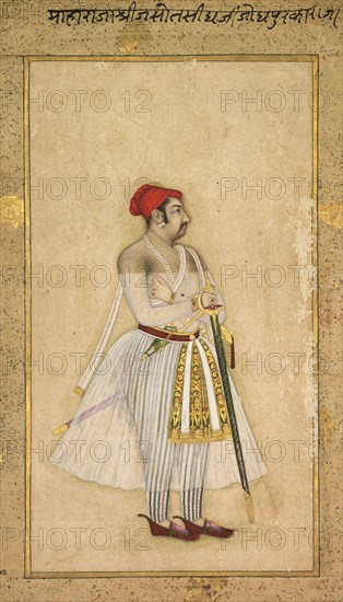 Jaswant Singh of Jodhpur (ruled 1635-1678), c. 1660-1665. India, Rajasthan, Jodhpur, 17th century. Pencil with slight color on paper; image: 23.3 x 12.8 cm (9 3/16 x 5 1/16 in.); overall: 28.7 x 16.3 cm (11 5/16 x 6 7/16 in.).