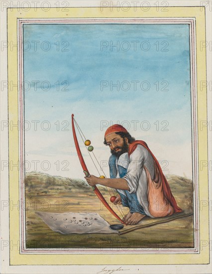 Juggler, c. 1840. India, Company School, Lucknow or Patna, 19th century. Ink and gouache on paper; overall: 17.2 x 12.7 cm (6 3/4 x 5 in.).