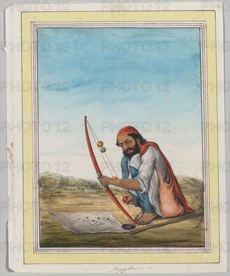 Juggler, c. 1840. India, Company School, Lucknow or Patna, 19th century. Ink and gouache on paper; overall: 17.2 x 12.7 cm (6 3/4 x 5 in.).