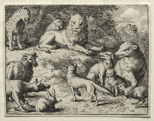 Reynard the Fox:  Reynard Appears at Court. Allart van Everdingen (Dutch, 1621-1675). Etching