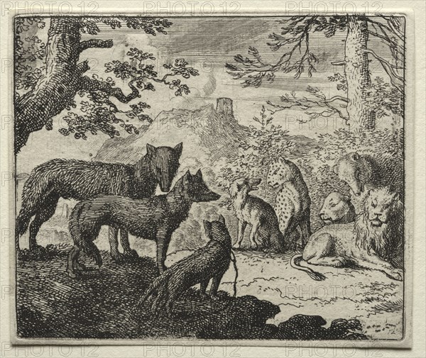 Reynard the Fox:  The Relatives of Reynard Leave Court. Allart van Everdingen (Dutch, 1621-1675). Etching