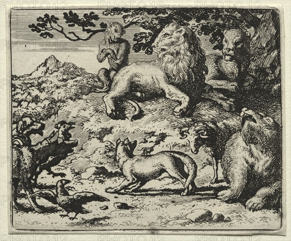 Reynard the Fox:  The Animals Complain of Reynard's Pardon. Allart van Everdingen (Dutch, 1621-1675). Etching