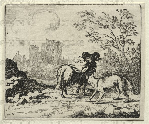 Reynard the Fox:  Reynard Sends a Packet to the Lion. Allart van Everdingen (Dutch, 1621-1675). Etching