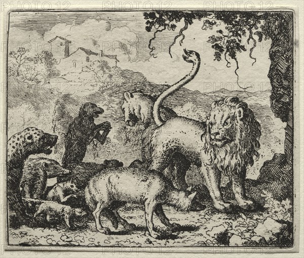 Reynard the Fox:  First Complaint of the Wolf. Allart van Everdingen (Dutch, 1621-1675). Etching